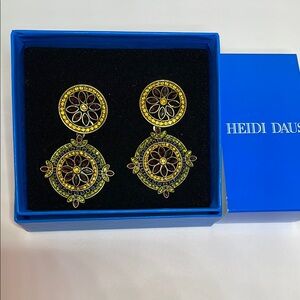 Heidi Daus Gold and Brown Earrings